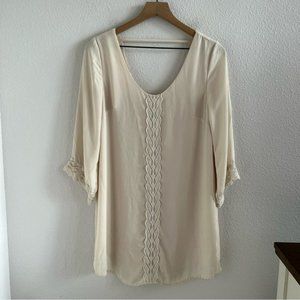 ASTR Cream Mini Dress Lace Detail Neutral Boho Small